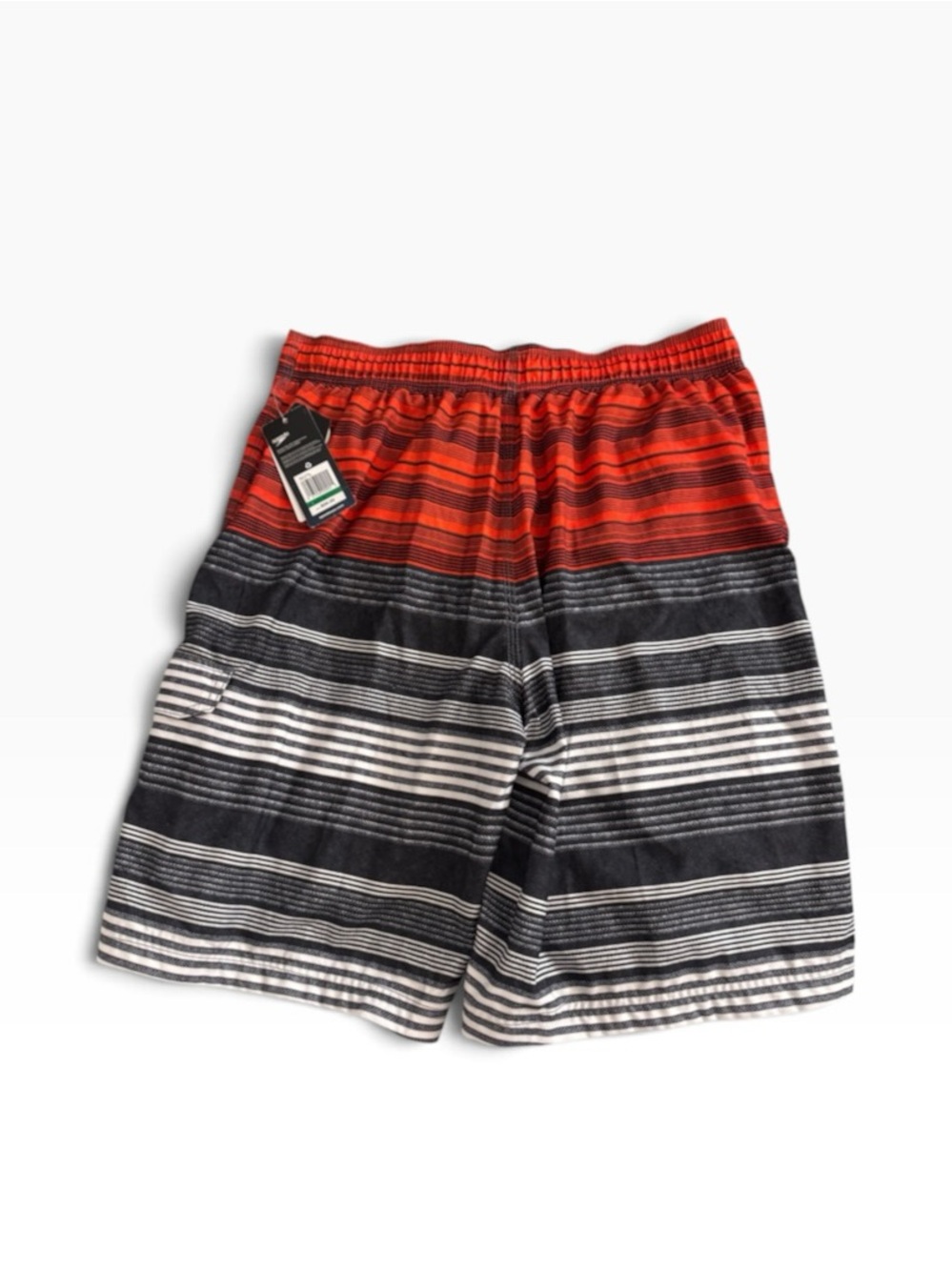 Speedo Red, Black & White Striped Board Shorts - Picture 2 of 5